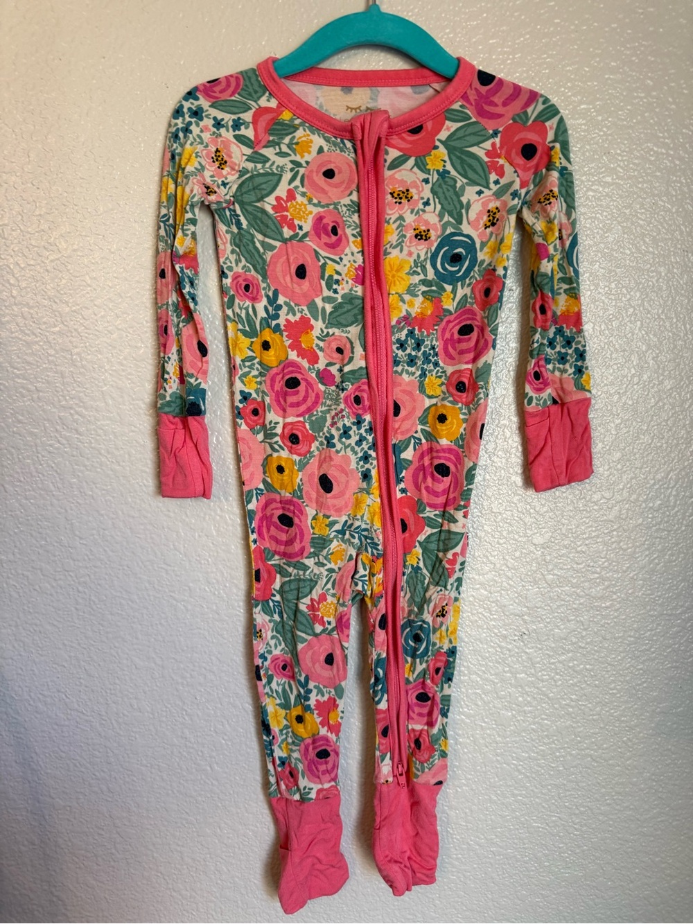Little Sleepies Pink Floral Zip One-Piece Footed Pajamas